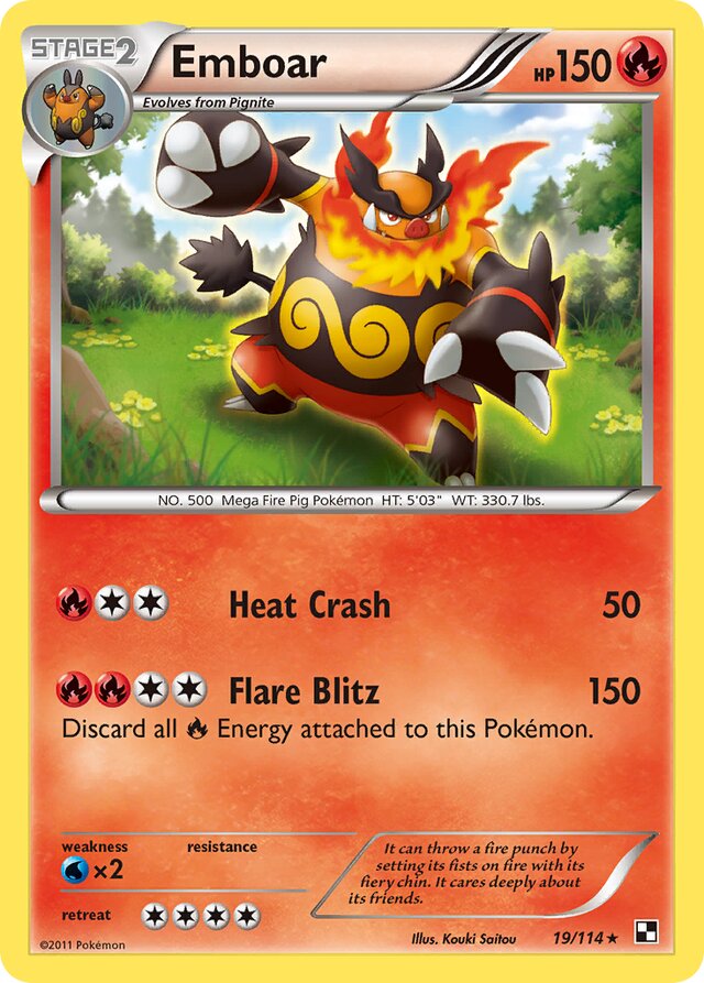 Emboar Black & White 19/114 Rare Holo