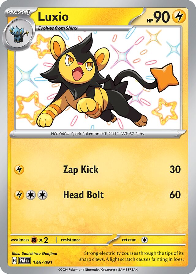 Luxio Paldean Fates 136/091 Shiny Rare