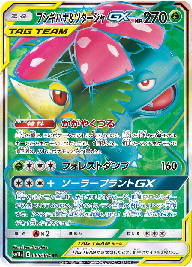 065/064 Venusaur & SnivyTag Team GXフシギバナ＆ツタージャGX SR