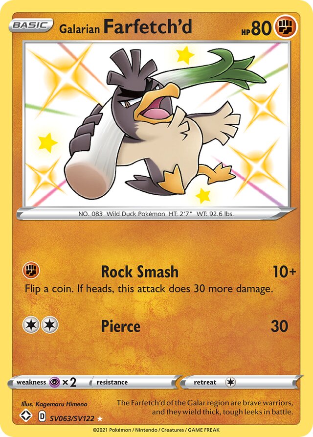 Galarian Farfetch'd Shining Fates SV063/SV122 Rare Shiny