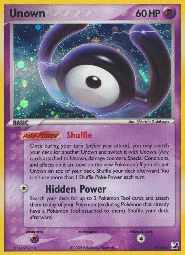 Unown H H/28 3 EX UNSEEN FORCES HOLO RARE PTCG