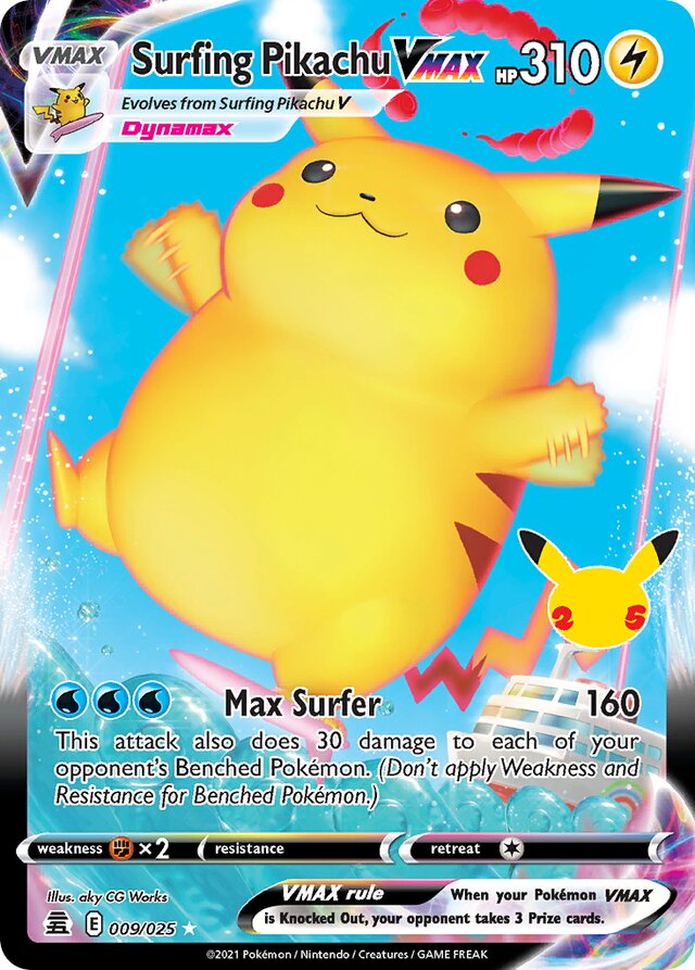009/025 Surfing PikachuVMAX CEL Rare VMAX