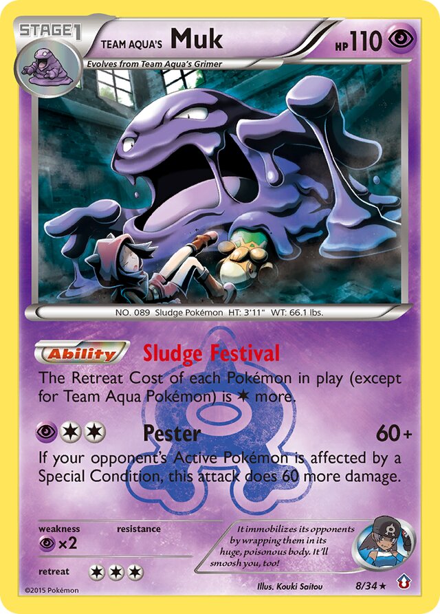 Team Aqua's Muk Double Crisis 8/34 Rare Holo