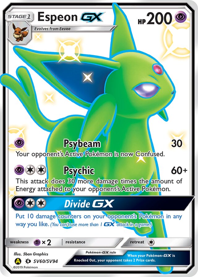 EspeonGX Hidden Fates SV60/SV94 Rare Shiny GX