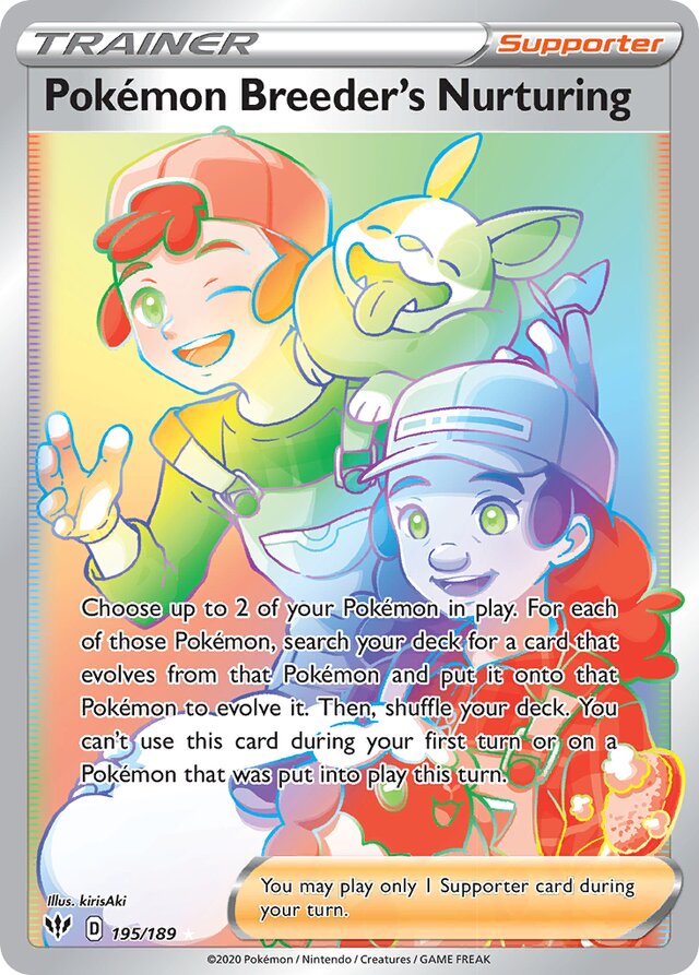 195/189 Pokémon Breeder's Nurturing DAA Rare Rainbow