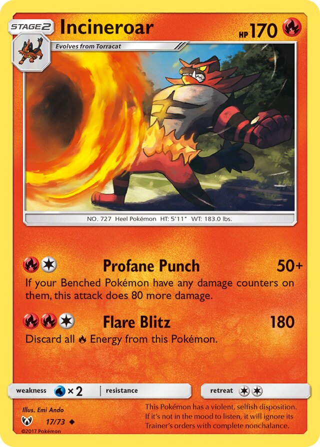 Incineroar Shining Legends 17/73 Uncommon