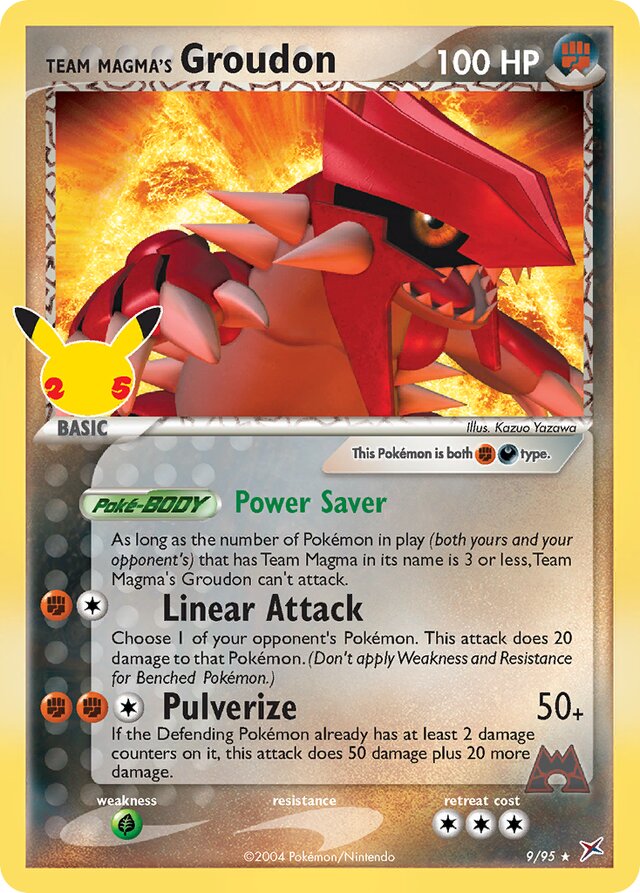 Team Magma's Groudon [EX Team Magma vs Team Aqua] Celebrations Classic Collection 9/95 Rare Classic