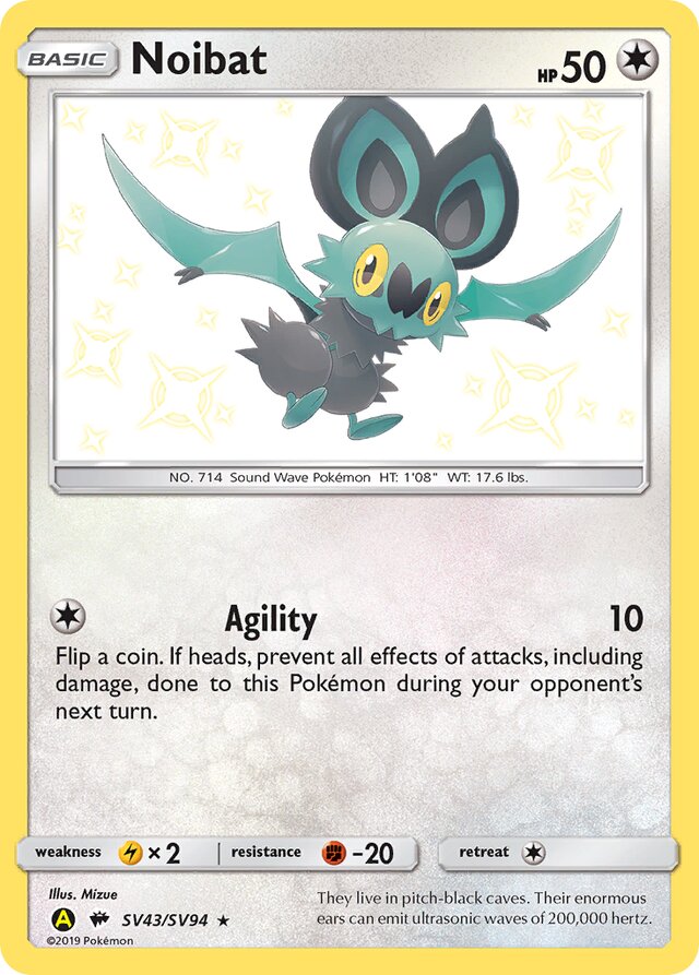 Noibat Hidden Fates SV43/SV94 Rare Shiny