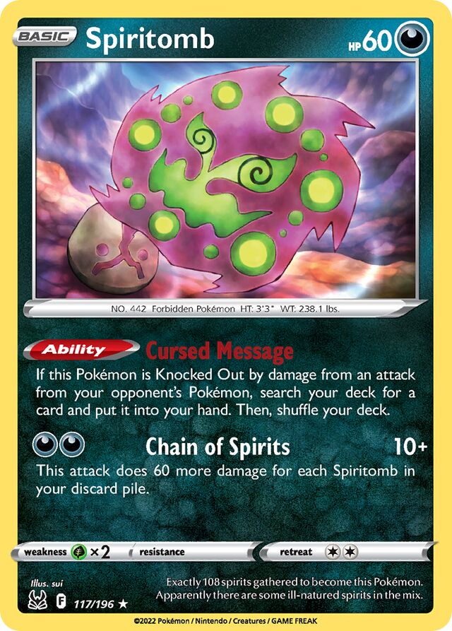 Spiritomb 117/196 8 SWORD & SHIELD LOST ORIGIN Rare PTCG