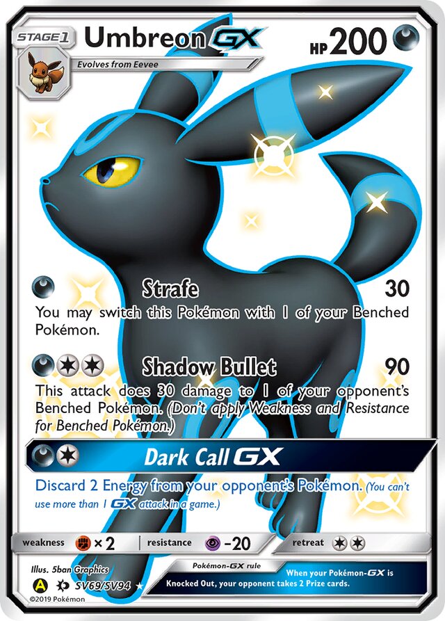 UmbreonGX Hidden Fates SV69/SV94 Rare Shiny GX