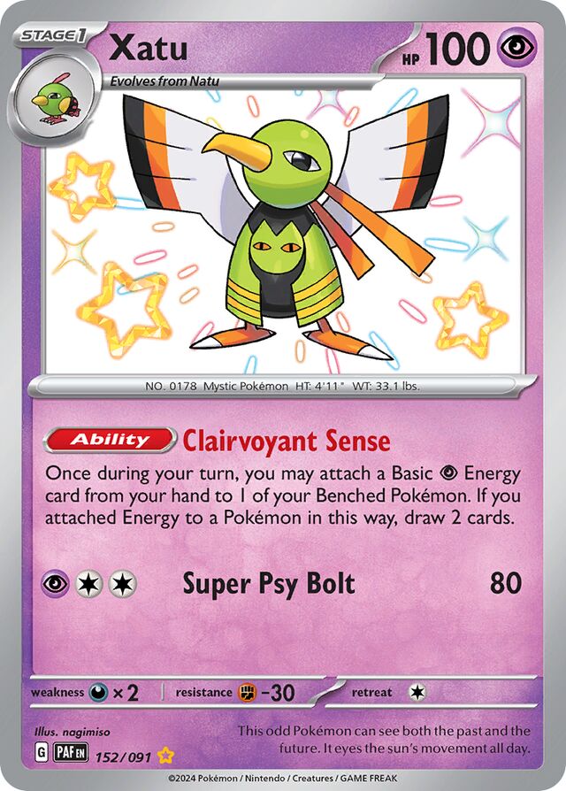 Xatu Paldean Fates 152/091 Shiny Rare