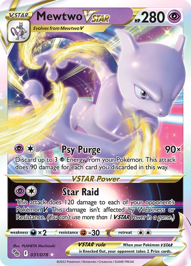 MewtwoVSTAR Pokémon GO 031/078 Rare VSTAR