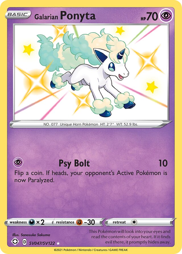 Galarian Ponyta Shining Fates SV047/SV122 Rare Shiny