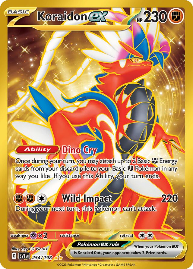 Koraidon EX GOLD 254/198 Pokemon TCG Scarlet & Violet Ultra Rare (CB)