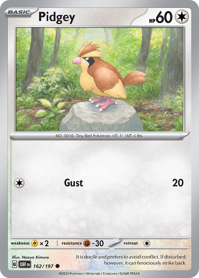 Pidgey Obsidian Flames 162/197 Common