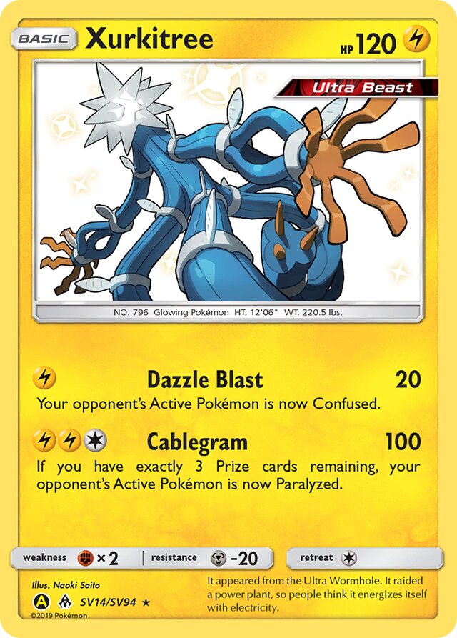 Xurkitree Hidden Fates SV14/SV94 Rare Shiny