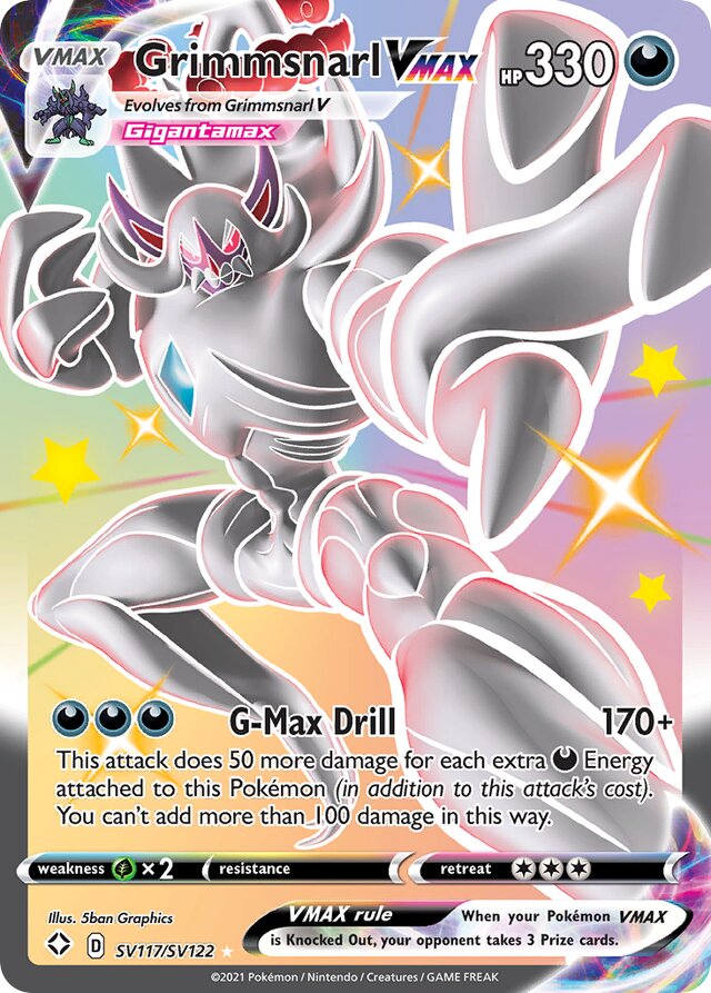 GrimmsnarlVMAX Shining Fates SV117/SV122 Rare Shiny GX