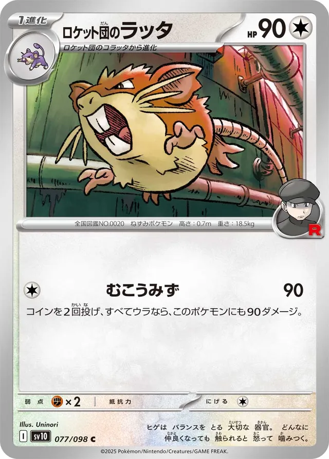 Team Rocket's Raticateロケット団のラッタ 9 Glory of the Rocket Gangロケット団の栄光 077/098 C
