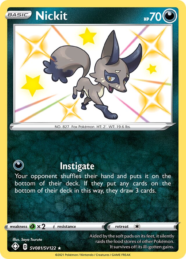 Nickit Shining Fates SV081/SV122 Rare Shiny