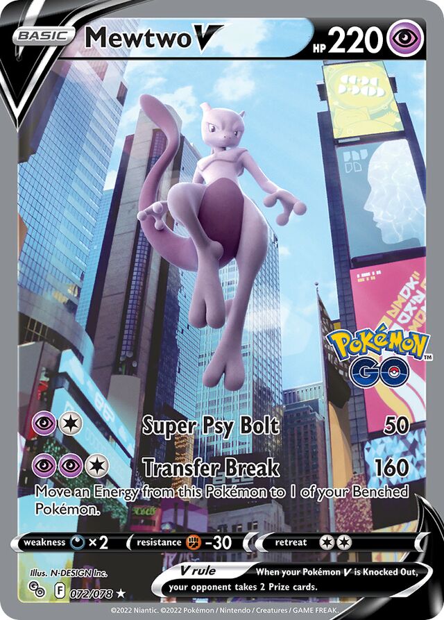 MewtwoV Pokémon GO 072/078 Rare Ultra