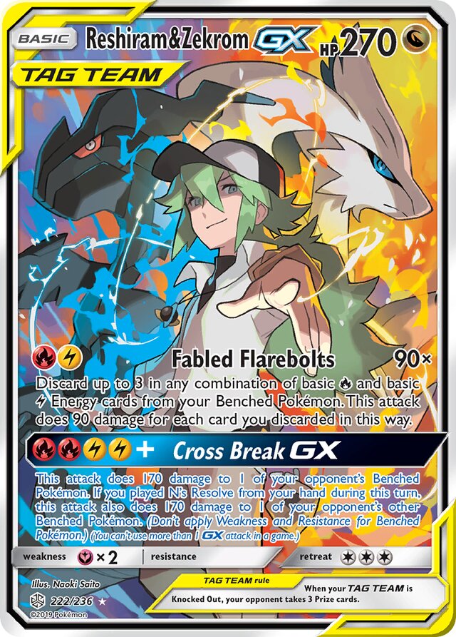 222/236 Reshiram & ZekromTag Team GX CEC Rare Ultra