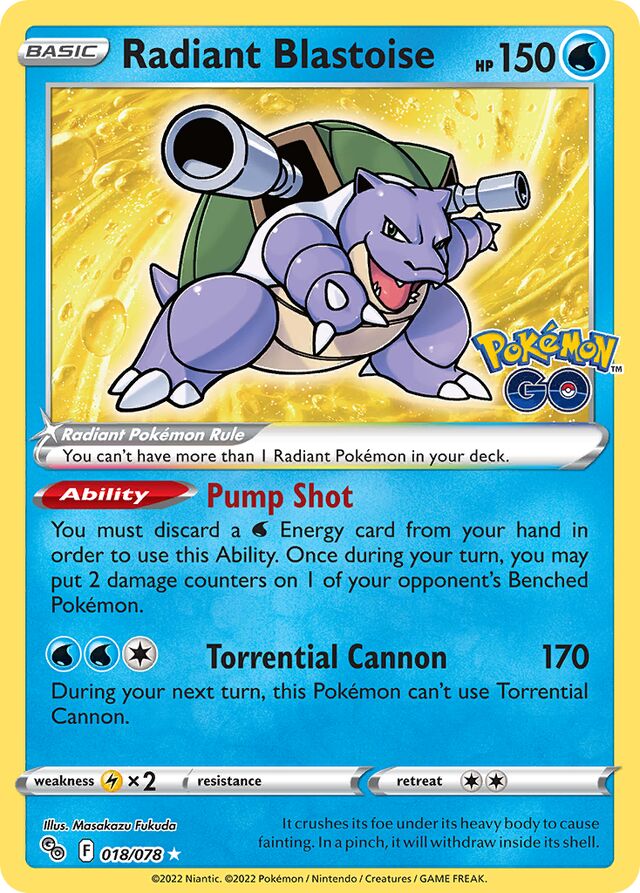 Radiant Blastoise Pokémon GO 018/078 Rare Radiant