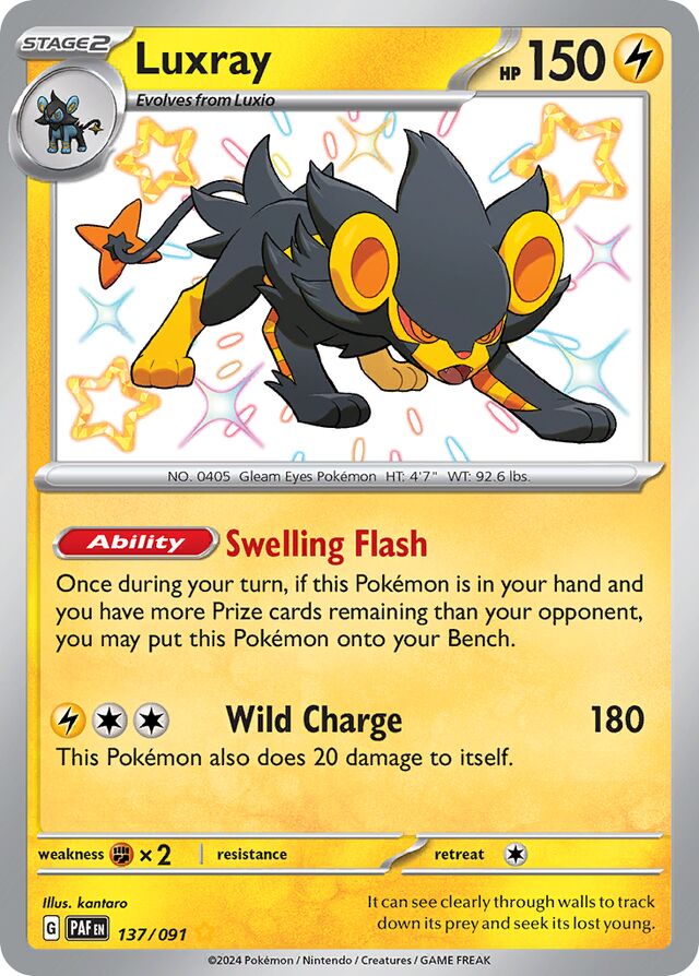 Luxray Paldean Fates 137/091 Shiny Rare
