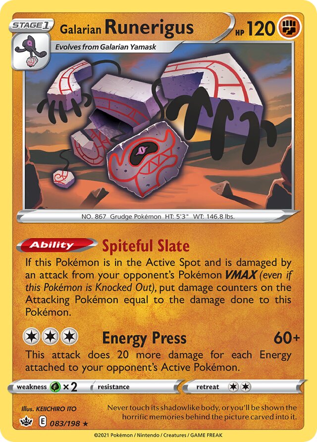083/198 Galarian Runerigus CRE Rare Holo