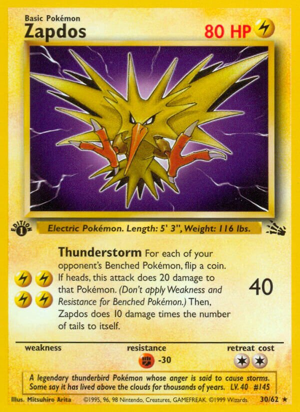 Zapdos Fossil 30/62 Rare