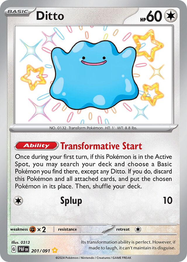 Ditto Paldean Fates 201/091 Shiny Rare