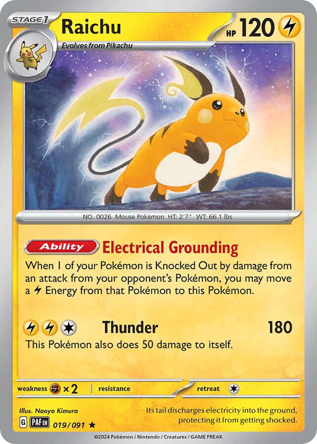 Raichu Paldean Fates 019/091 Rare