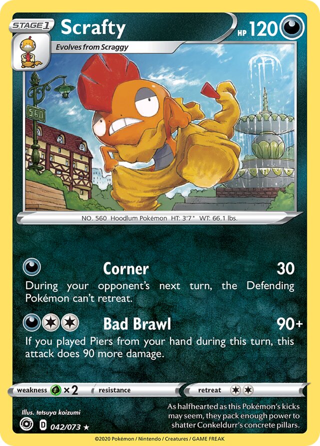 Scrafty Champion's Path 042/073 Rare Holo