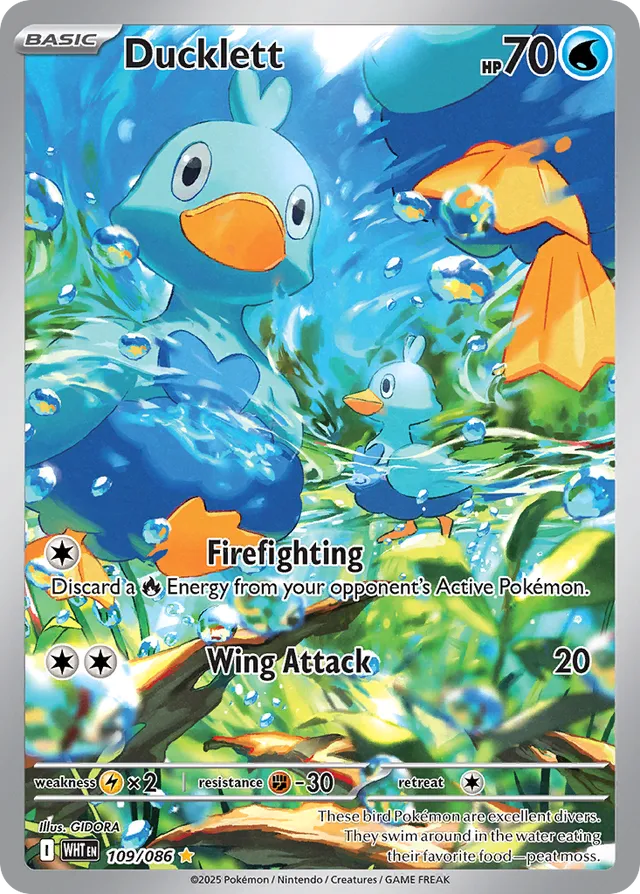 Ducklett White Flare 109/086 Illustration Rare