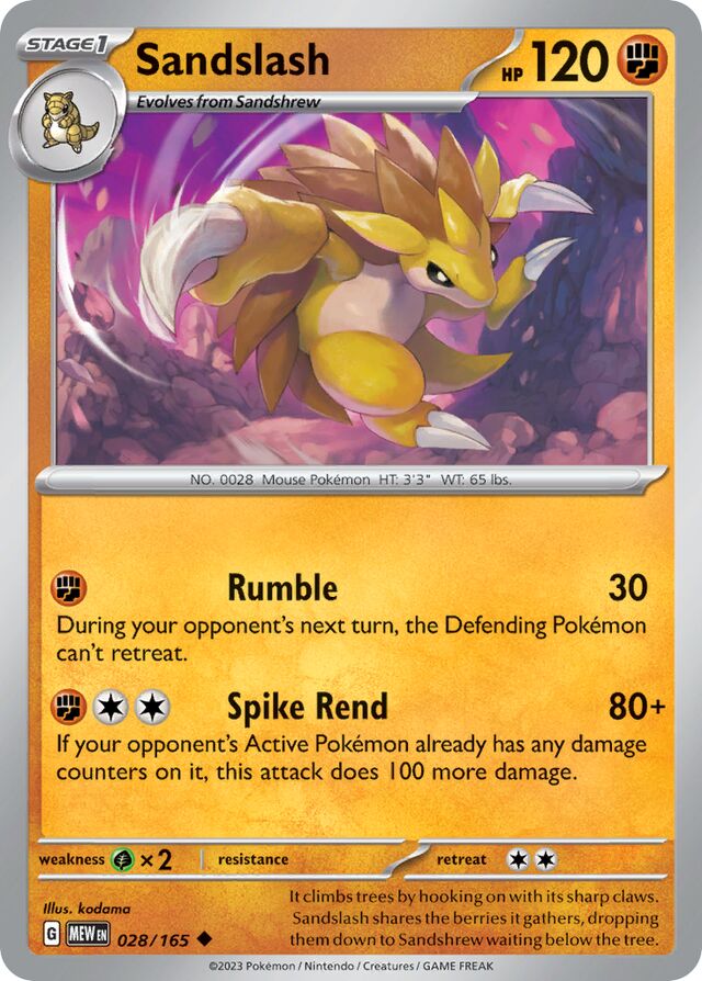 Sandslash 151 028/165 Uncommon