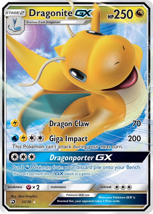 DragoniteGX Dragon Majesty 37/70 Ultra-Rare Rare