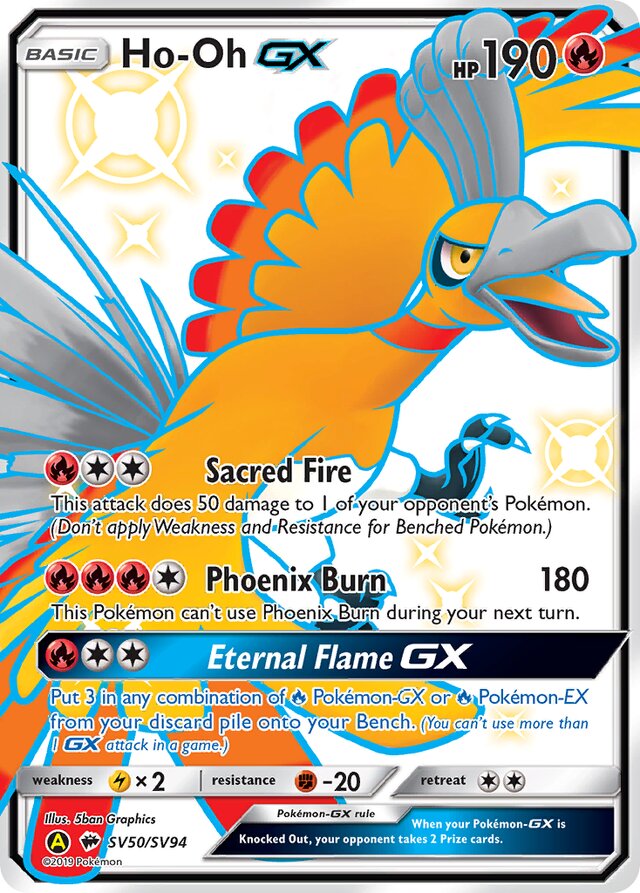 Ho-OhGX Hidden Fates SV50/SV94 Rare Shiny GX