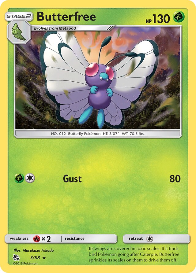 Butterfree Hidden Fates 3/68 Rare