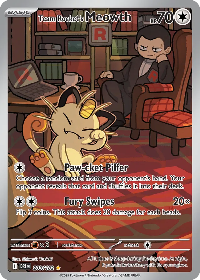 Team Rocket's Meowth Destined Rivals 203/182 Illustration Rare