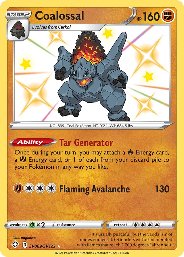 Coalossal Shining Fates SV069/SV122 Rare Shiny