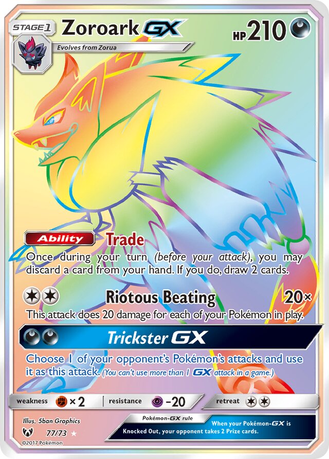 ZoroarkGX Shining Legends 77/73 Rare Rainbow