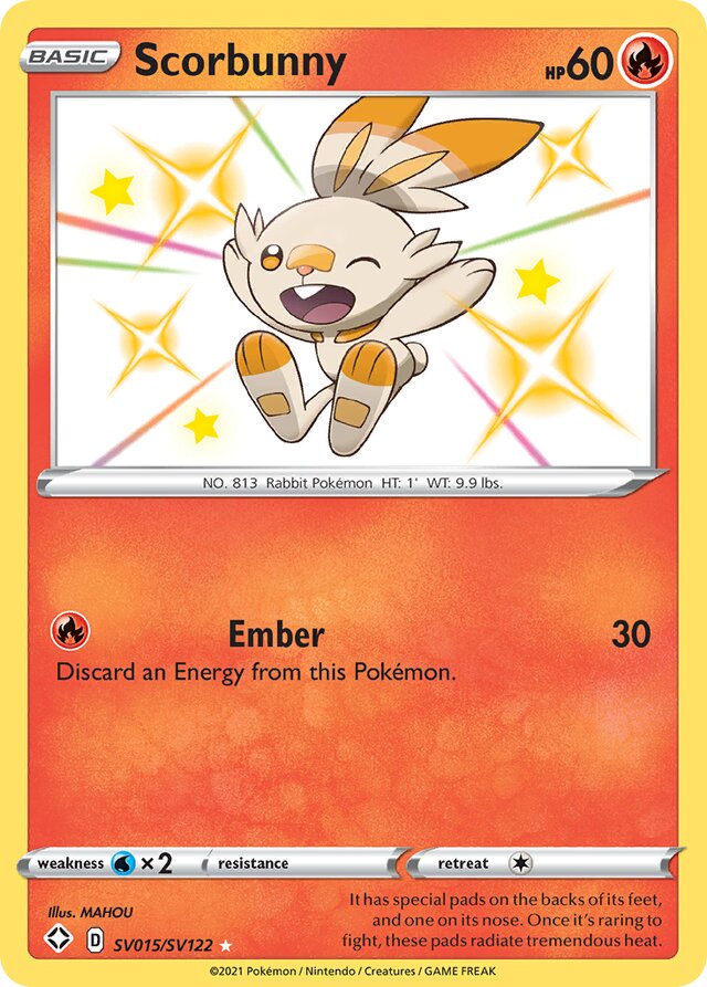 Scorbunny Shining Fates SV015/SV122 Rare Shiny
