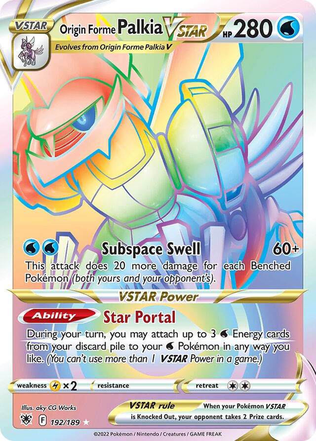 192/189 Origin Forme PalkiaVSTAR ASR Rare Rainbow