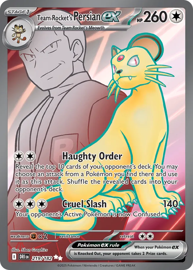 Team Rocket's Persianex Destined Rivals 219/182 Ultra Rare