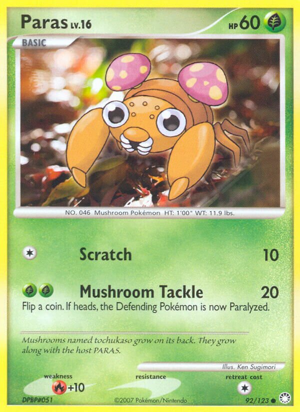 Paras 92/123 4 DIAMOND & PEARL MYSTERIOUS TREASURE COMMON PTCG