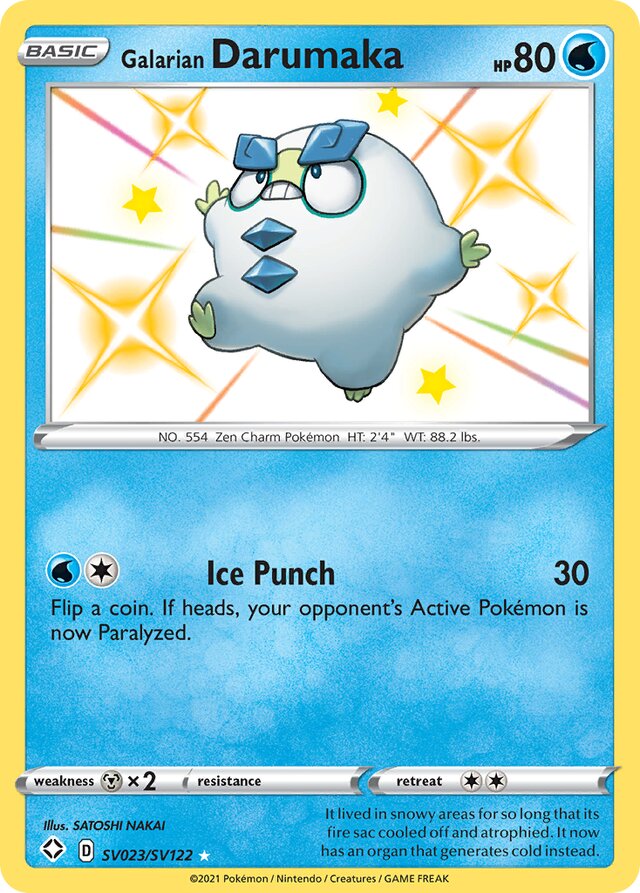 Galarian Darumaka Shining Fates SV023/SV122 Rare Shiny