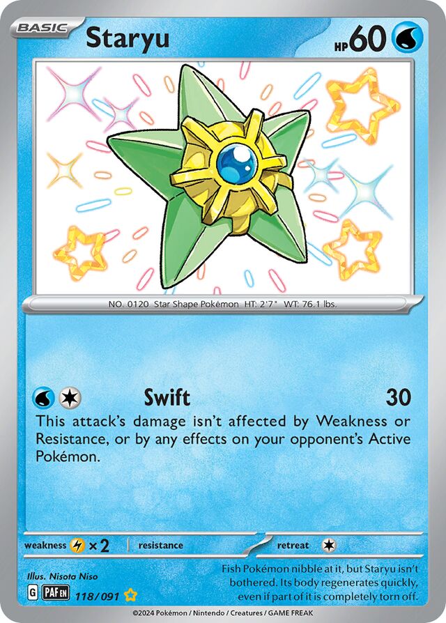 Staryu Paldean Fates 118/091 Shiny Rare