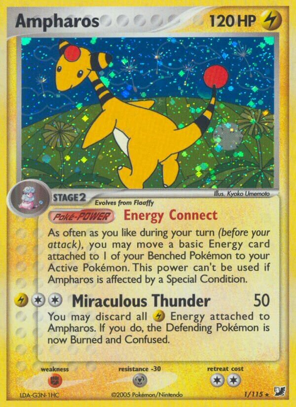 Ampharos 1/115 3 EX UNSEEN FORCES HOLO RARE PTCG