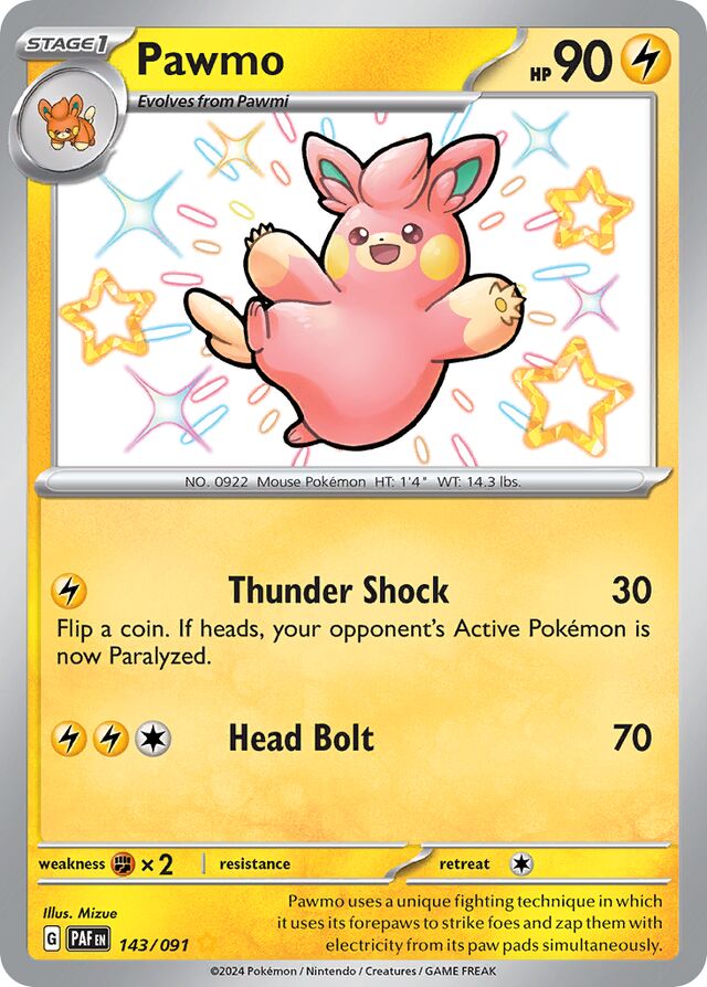Pawmo Paldean Fates 143/091 Shiny Rare