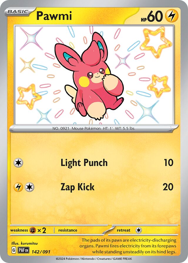 Pawmi Paldean Fates 142/091 Shiny Rare