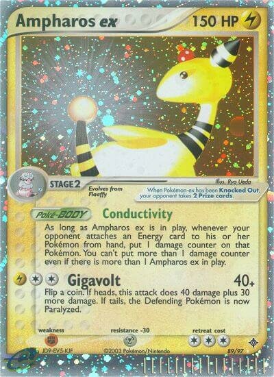 89/97 Ampharos ex DR Rare Holo ex